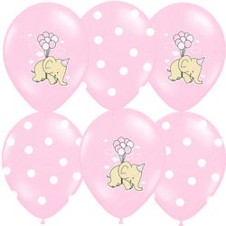 Balónky s potiskem  "Slon a tečky" růžový