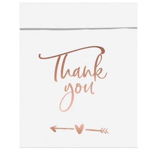SACEK NA SLADKOSTI Thank you bílé/růž.zlato 13x14cm, 6ks