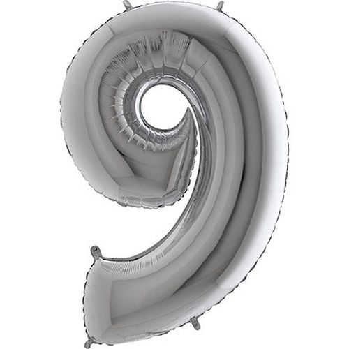 Balón fóliové číslo stříbrné 9 102 cm