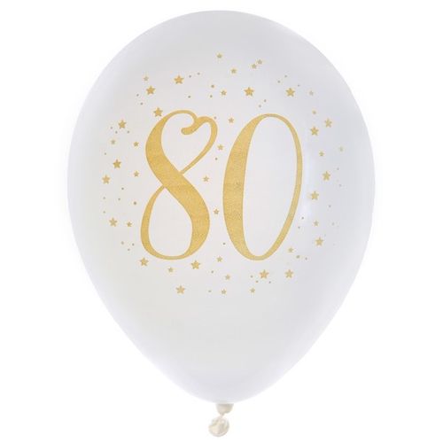 BALÓNKY latexové "80" bílé 8ks
