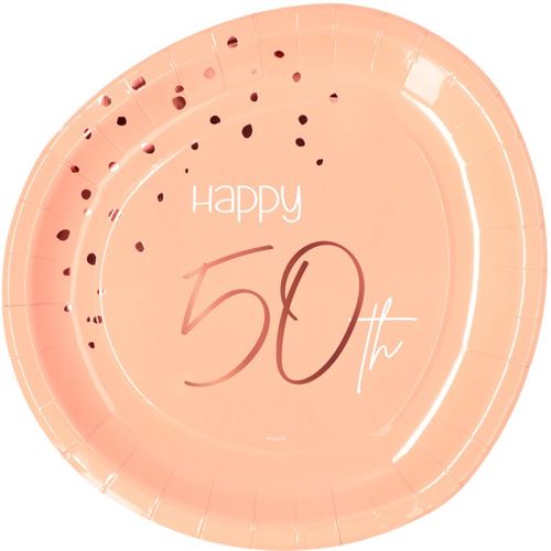 TALÍŘE papírové - narozeniny 50  Elegant Lush Blush 23cm