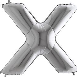 Balónek stříbrný písmeno X 102cm