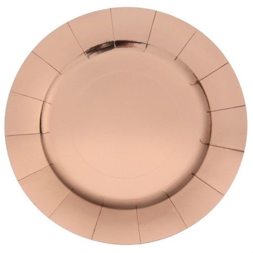TALÍŘ papírový velký metalický Rose Gold 33cm 10ks