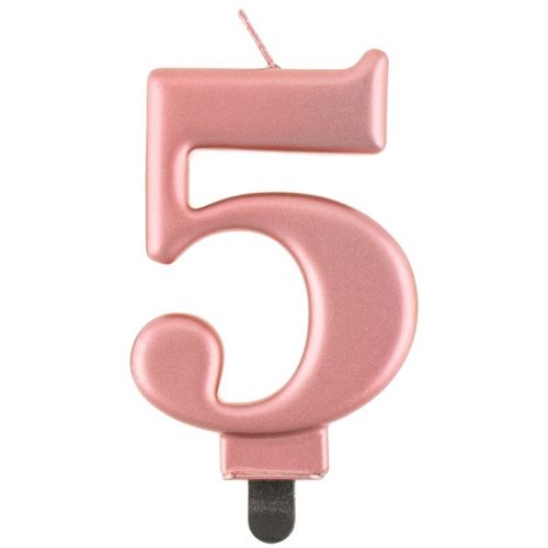 Svíčka číslice 5 rose gold 8 cm