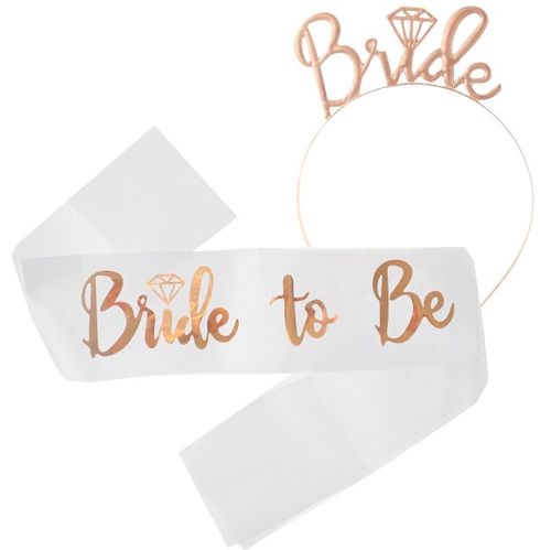 SET Bride to Be šerpa a čelenka Rose Gold