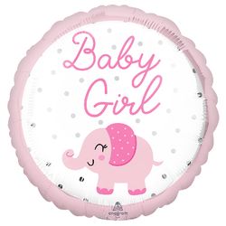 BALÓNEK fóliový Baby Girl Slon růžový 43cm