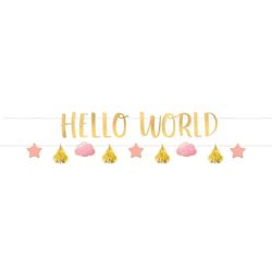 BANNER Oh Baby Girl Hello World zlato-růžový  2ks