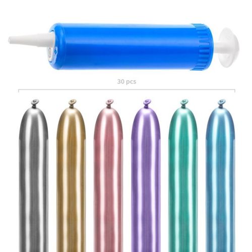 SET lesklých modelovacích balónků Glossy mix barev s pumpičkou 30ks