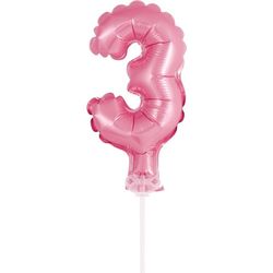 ČÍSLICE NA DORT nafukovací -  3 růžová, 13cm