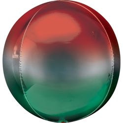 BALÓNEK fóliový OBRZ koule Ombré červeno-zelená 40cm