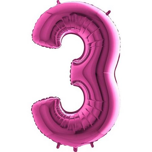 Balón fóliové číslo růžové 3 102 cm