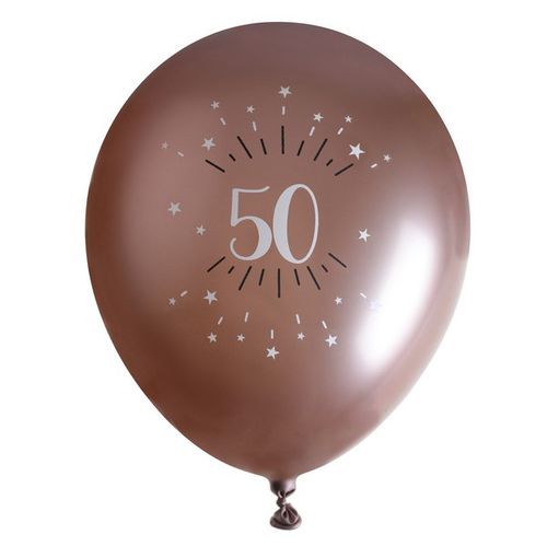 BALÓNKY latexové chromové "50" Rose Gold 30cm 6ks