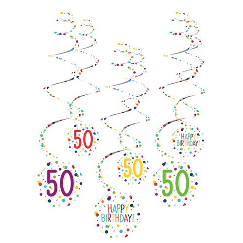 DEKORACE závěsné spirály 50 Barevné konfety 6ks