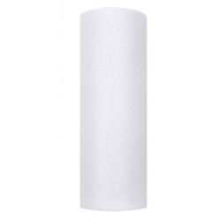 Tyl 15cm/9m bílý s glitrem