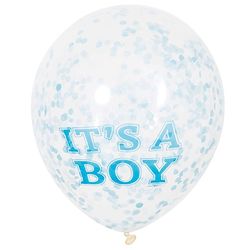 BALÓNKY latexové s modrými konfetami It is boy 6ks