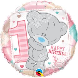 Balónek fóliový Teddy 1. rok růžový