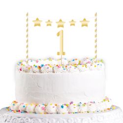 DEKORACE na dort 1. narozeniny zlatá