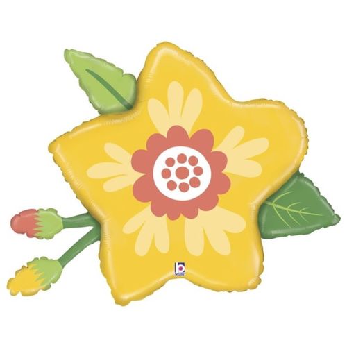 BALÓNEK fóliový Kytka žlutá 86cm