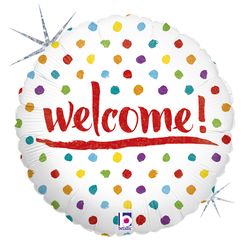 Balónek fóliový s puntíky Welcome 46 cm