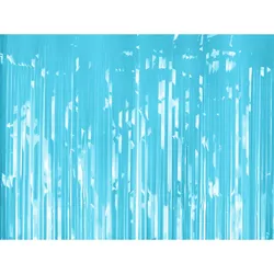 Dekorace závěs fóliový světlý nebesky modrý 100x200cm