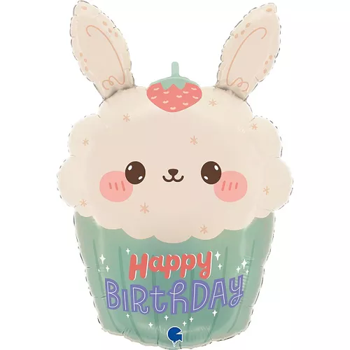 Balónek fóliový Zajíček v cupcaku HB 61 cm