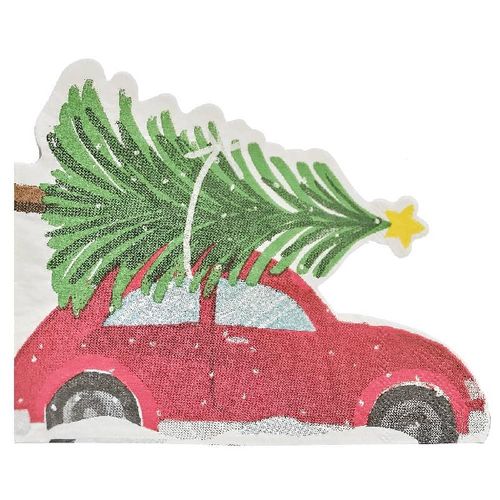 Ubrousky papírové Vánoční auto 16,5 x 16,5 cm 16 ks