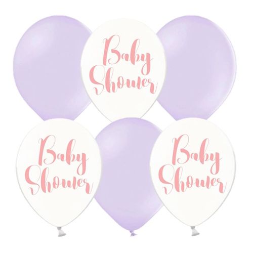 Balónky latexové transparentní Baby Shower/sv.lila 30 cm 6 ks