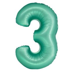 Balónek fóliový číslice 3 matná mint 76 cm