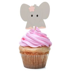 Zápichy na cupcakes Slon růžový 10 ks