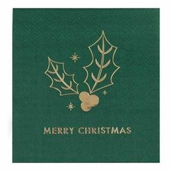 UBROUSKY papírové banketové Merry Christmas zelené 25x25cm 16ks