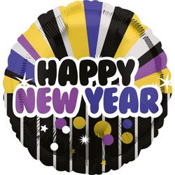 BALÓNEK fóliový HNY zlatá a fialová 45cm