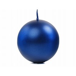 Svíčka koule metalická 8cm modrá