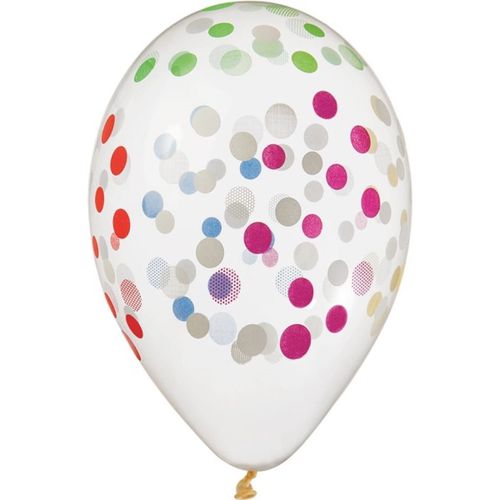 BALÓNKY latexové transparentní Konfety 33cm 5ks