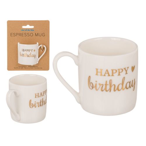 Dárkový hrníček na expresso  Happy Birthday - zlatý nápis