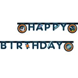 Banner Rocket Space "Happy Birthday" 2 m