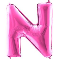Balónek fóliový písmeno růžové N 102 cm