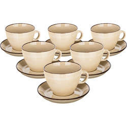 Banquet Sada 6 šálků s podšálky Palas 290 ml, krémová