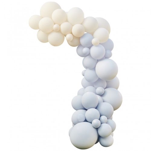 Sada balónků na balónkový oblouk Nude/pastelově modrá 75 ks
