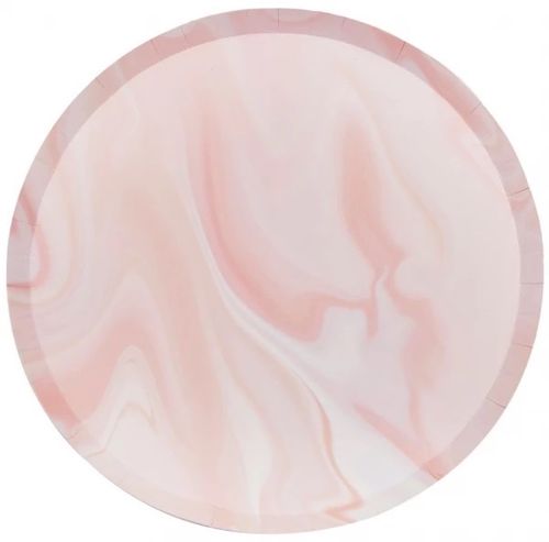 Talíře papírové Mramor růžový 25 cm 8 ks