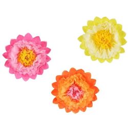 Dekorační květy z hedvábného papíru mix barev 35 cm 3 ks