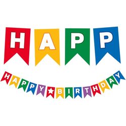 Banner vlaječkový Happy Birthday multicolor 230 cm