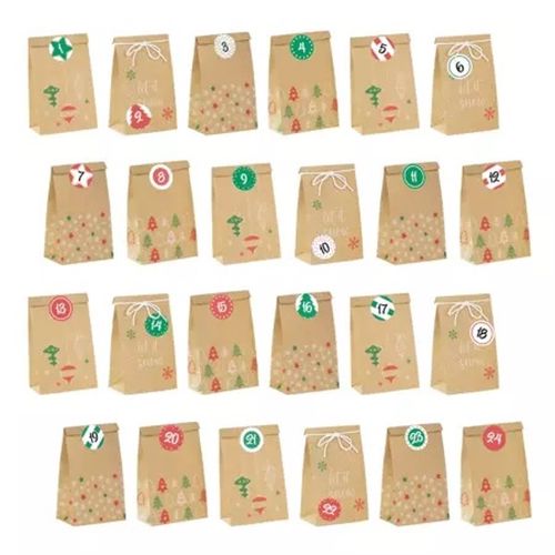 Adventní kalendář DIY papírové sáčky 24 ks