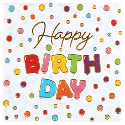 Ubrousky papírové Happy Birthday Puntíky 33x33 cm 20 ks