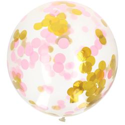 BALÓNEK latexový XL s konfetami Gold & Pink 61 cm