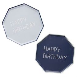 "Happy birthday" - Talířky papírové, modré 5cm 8ks