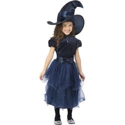Kostým dětský Čarodějka tmavě modrý s kloboukem vel. M (7-9 let)