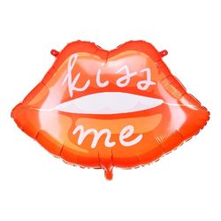 Balónek fóliový Ústa, červený "Kiss me" 73 x 48 cm