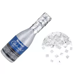 Vystřelovací konfety Šampáňo láhev stříbrné 20,5 cm