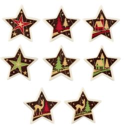 Cukrové dekorace na cupcakes Hvězdičky vánoční 44 x 46 mm 48 ks