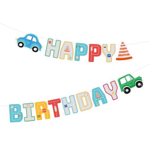 Banner Happy Birthday Auta 250 cm